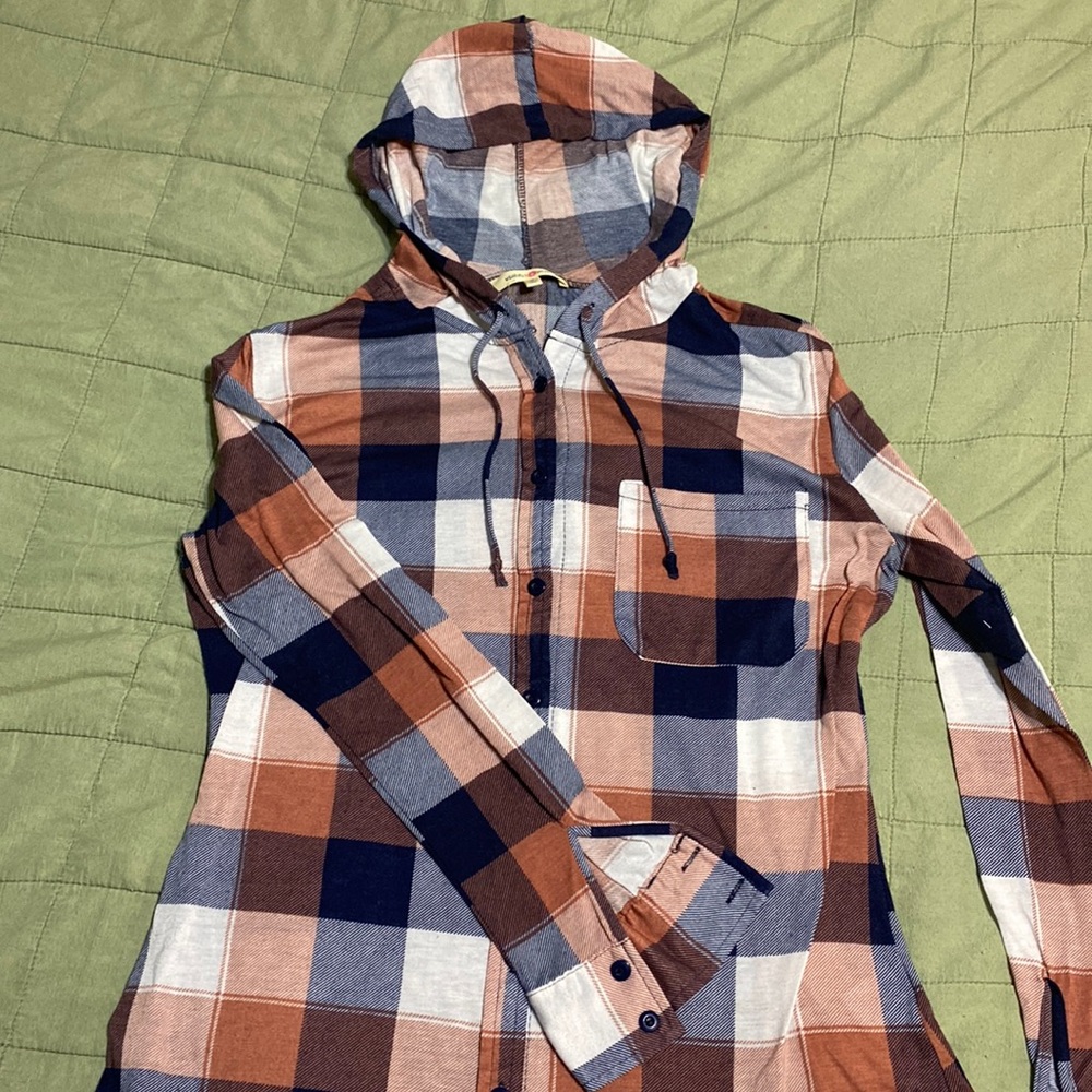 Hooded Button Up Top